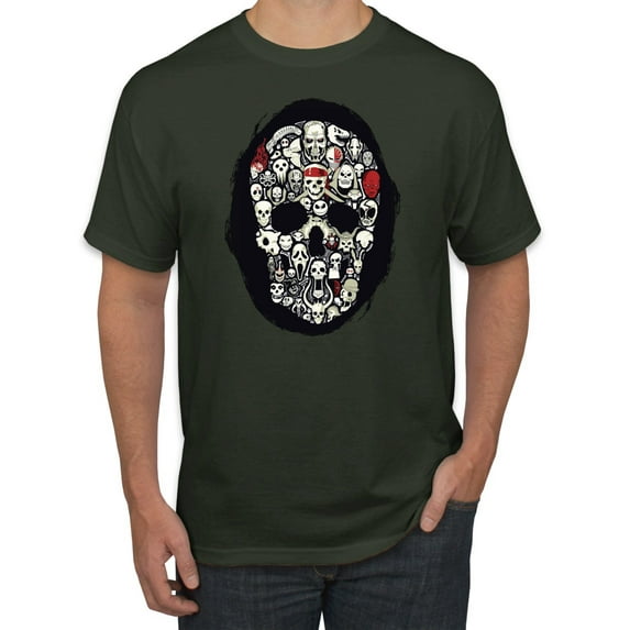 Dark Skeleton Grim Reaper Trippy Skull Face Fashion Graphic T-Shirt, Forest Green, Small