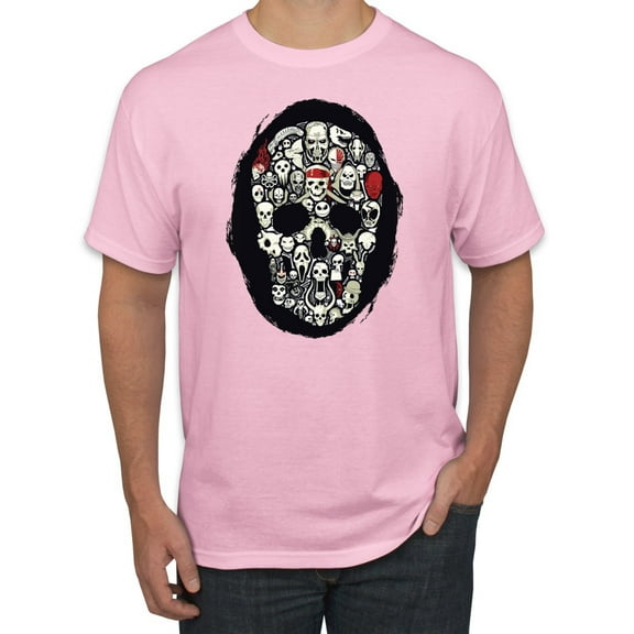 Dark Skeleton Grim Reaper Trippy Skull Face Fashion Graphic T-Shirt, Light Pink, X-Large