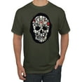 thumbnail image 1 of Dark Skeleton Grim Reaper Trippy Skull Face Fashion Graphic T-Shirt, Military Green, 2XL, 1 of 1