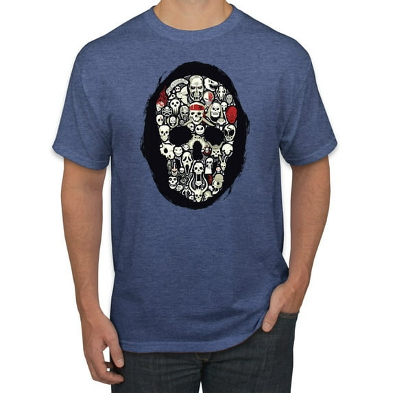 Dark Skeleton Grim Reaper Trippy Skull Face Fashion Graphic T-Shirt, Vintage Heather Blue, 5XL