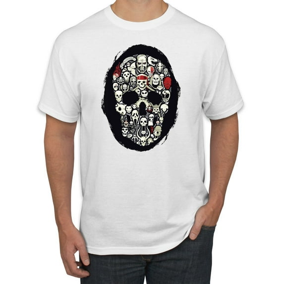 Dark Skeleton Grim Reaper Trippy Skull Face Fashion Graphic T-Shirt, White, Large