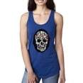 thumbnail image 1 of Dark Skeleton Grim Reaper Trippy Skull Face Fashion Ladies Racerback Tank Top, Royal, Medium, 1 of 1