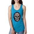 thumbnail image 1 of Dark Skeleton Grim Reaper Trippy Skull Face Fashion Ladies Racerback Tank Top, Turquoise, X-Large, 1 of 1