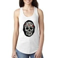 thumbnail image 1 of Dark Skeleton Grim Reaper Trippy Skull Face Fashion Ladies Racerback Tank Top, White, Large, 1 of 1