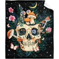 thumbnail image 1 of Dark Skull Mushroom Moon Soft Warm Flannel Throw Blanket Sofa Bed Living Room Blanket Gift for Kids Boys Girls Adults 60"x50" （M） for Teens, 1 of 6