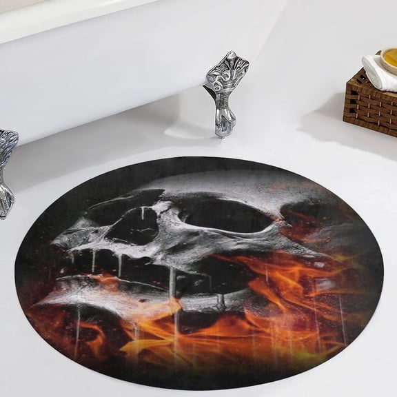 Dark Skull Round Carpet Circle Rug Outdoor Patio Area Rug Washable Large Area Rugs Hallway Room Decor Fitness Mats