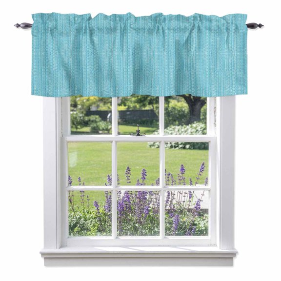 Dark Sky Blue Valances for Windows Country Vintage Minimalist Solid Color Backdrop Rod Pocket Light Filtering Short Window Treatments Curtains for Kitchen Bathroom Bedroom, 1 Panel, 56 x 16 Inch