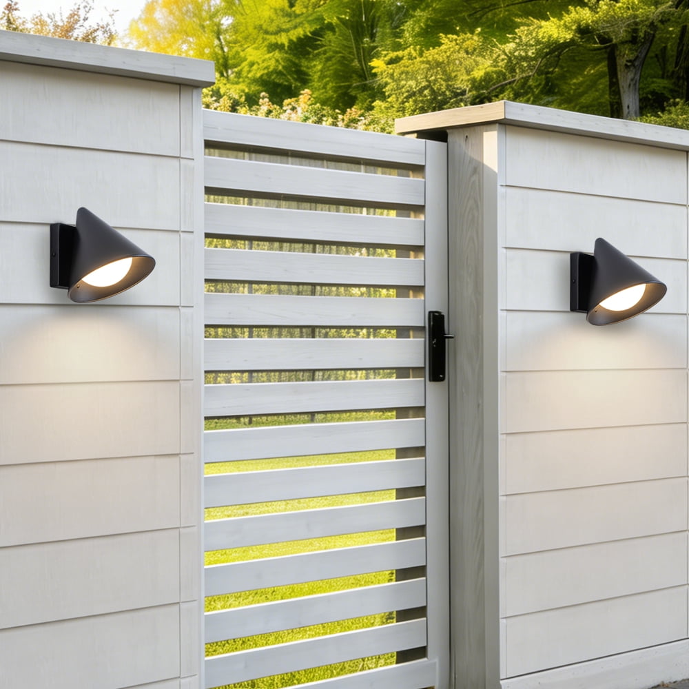 Dark Sky Mate Black Outdoor Led Wall Sconces Set of 2,6W Warm white