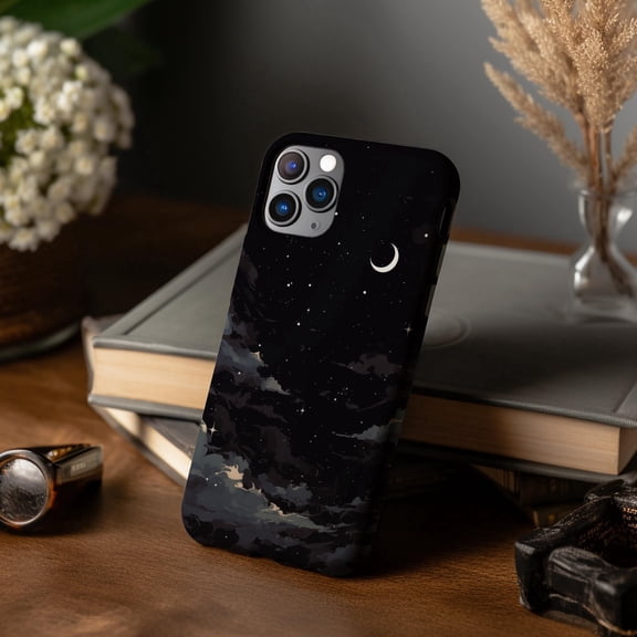 Dark Sky Moon Phone Case For iPhone Samsung Pixel Protective Hard Shell Night Celestial Space Art Gift