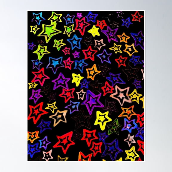 Dark Sky, Rainbow Stars Poster Wall Art, Modern Wall Decor, 24x36 UNFRAMED