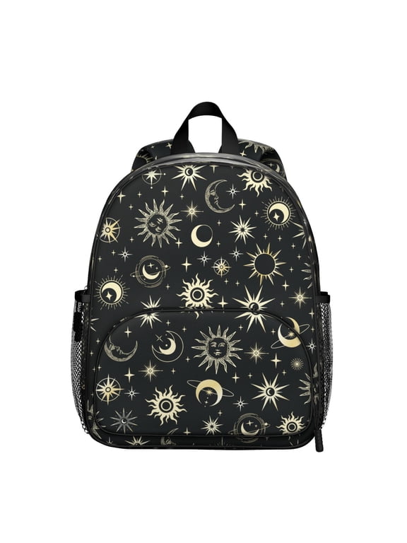 Dark Sky Student Backpack – Gothic Celestial Moon And Star Steampunk Lunar Eclipse Cosmic Astral Solar Elements Print