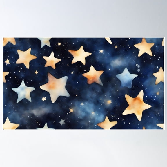 Dark Sky With Happy Stars Poster Wall Art, Modern Wall Decor, 8x12 UNFRAMED
