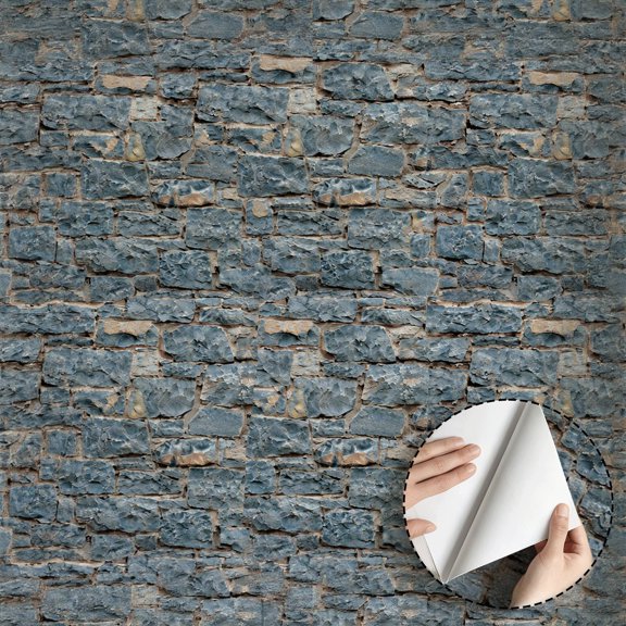 Dark Slate Stone Textured Wallpaper Rustic Vintage Peel and Stick Wallpaper Contact Paper Waterproof Home Decor for Living Room Bedroom Kitchen Cabinet Dorm Room 17.7 * 118 in