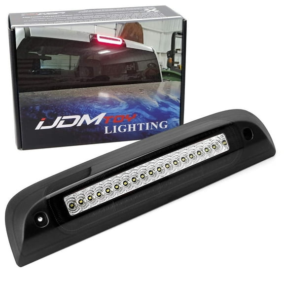 Dark Smoked Lens F1 Style Strobe LED High Mount Third Brake/Clearance Light Assembly For 2014-18 Chevrolet Silverado, GMC Sierra 1500, 2015-19 2500HD 3500HD