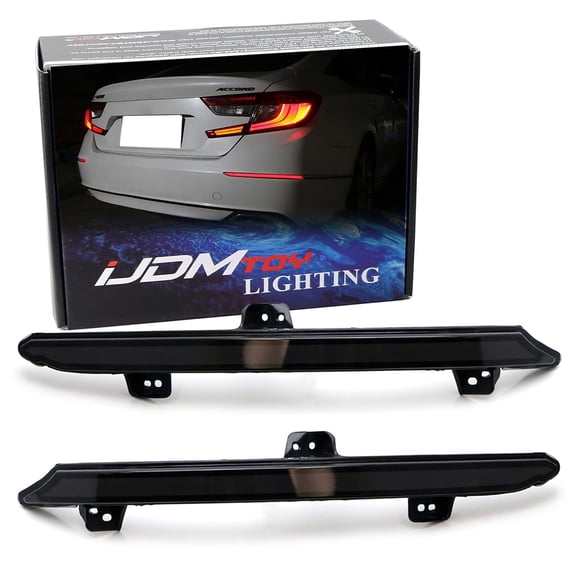 Dark Smoked Lens Full LED Bumper Reflector Lights For 2018-2022 Honda Accord Sedan, Function as Tail/Brake, Turn Signal Lights & Rear Fog Lamps