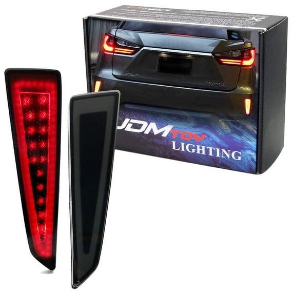 Dark Smoked Lens Full LED Lower Bumper Reflector Lights For Lexus 2015-2021 RX350 RX450h, Function as Tail, Brake & Rear Fog Lamps