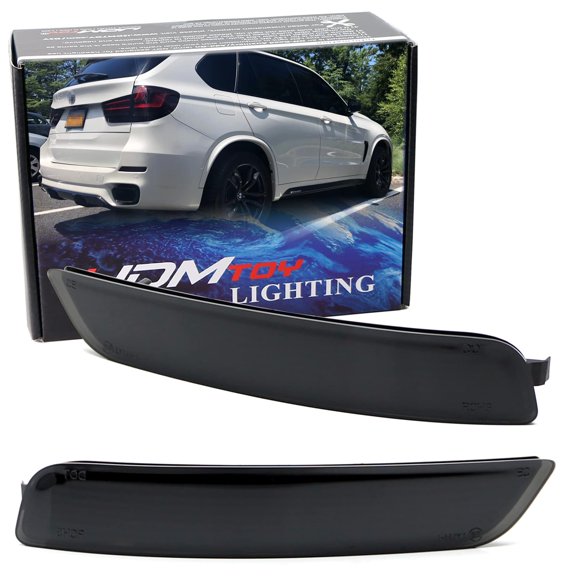 Dark Smoked Lens Rear Bumper Reflector Lenses For 2014-2019 BMW F15 X5 w/M-Package Bumper ONLY, OE-Spec LH RH Assembly