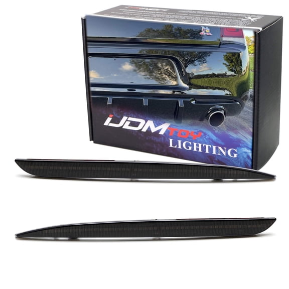 Dark Smoked Rear Bumper Reflector Lenses For 2015-2023 Chrysler 300, OE-Spec LH RH Assembly, Replace OEM Red Reflex