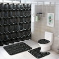 thumbnail image 1 of Dark Snakeskin Scale Pattern 4 Pcs Bathroom Shower Curtain Set, Bathroom Sets with Rugs (Bath Mat, U Shape and Toilet Lid Cover Mat) and 12 Hooks,, 1 of 5