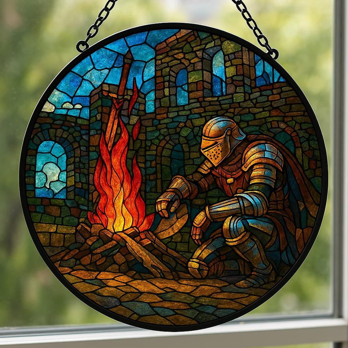 Dark Souls Glass Suncatcher, Elden Ring Bonfire Merch Artorias the ...