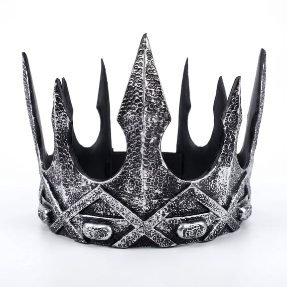 Dark Sovereign Spiked King Crown Antique Silver Gothic Crown for Men, Dark Fantasy Overlord, Cosplay & Renaissance Faire Headpiece