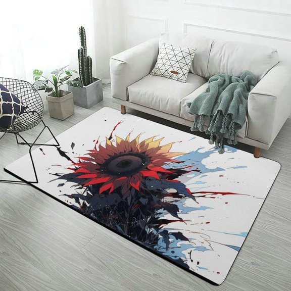 Dark Splattered Sunflower Soft Comfy Area Rugs Carpet Suitable for Living Room Kitchen Bedroom Laundry Room Home Decorations
