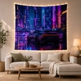 thumbnail image 1 of Dark Sports Car in Electric Blue and Magenta City, Dramatic Digital Art for Car Enthusiasts, Neon Urban Decor, Housewarming Gift, Tapestry Wall Hanging for Bedroom and Studio, 1 of 7