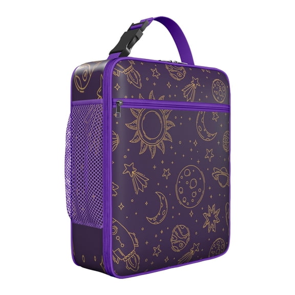 Dark Starry Night Lunch Box for Adults - Gothic Insulated Reusable Bag, Leakproof Cooler Tote with Adjustable Shoulder Strap & Side Mesh Pocket
