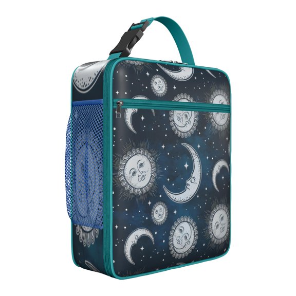 Dark Starry Night Lunch Box for Adults - Gothic Insulated Reusable Bag, Leakproof Cooler Tote with Adjustable Shoulder Strap & Side Mesh Pocket