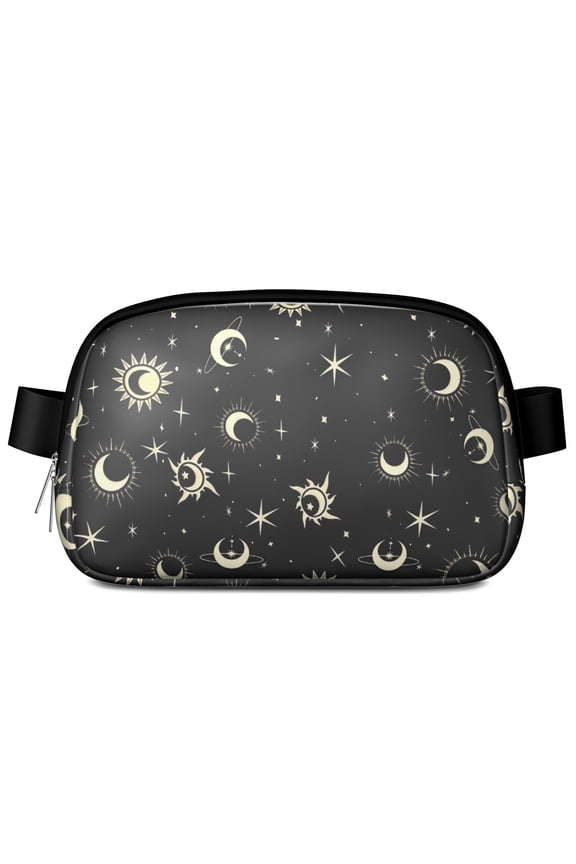 Dark Steampunk Belt Bag – Gothic Fanny Pack with Starry Night, Astronomical Map & Cosmic Elements, Celestial Print for Lunar Lovers