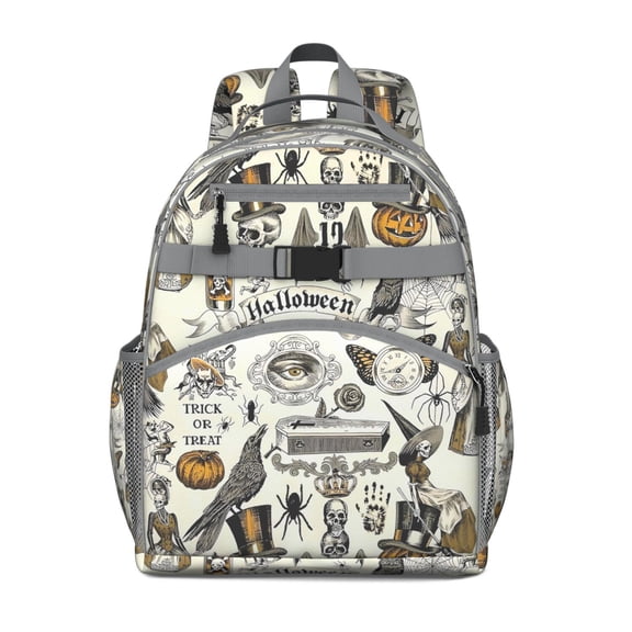 Dark Steampunk Students Backpack with Gothic Celestial Moon and Constellation Print, Mystical Astral Design, Lightweight and Comfortable for Students and Students