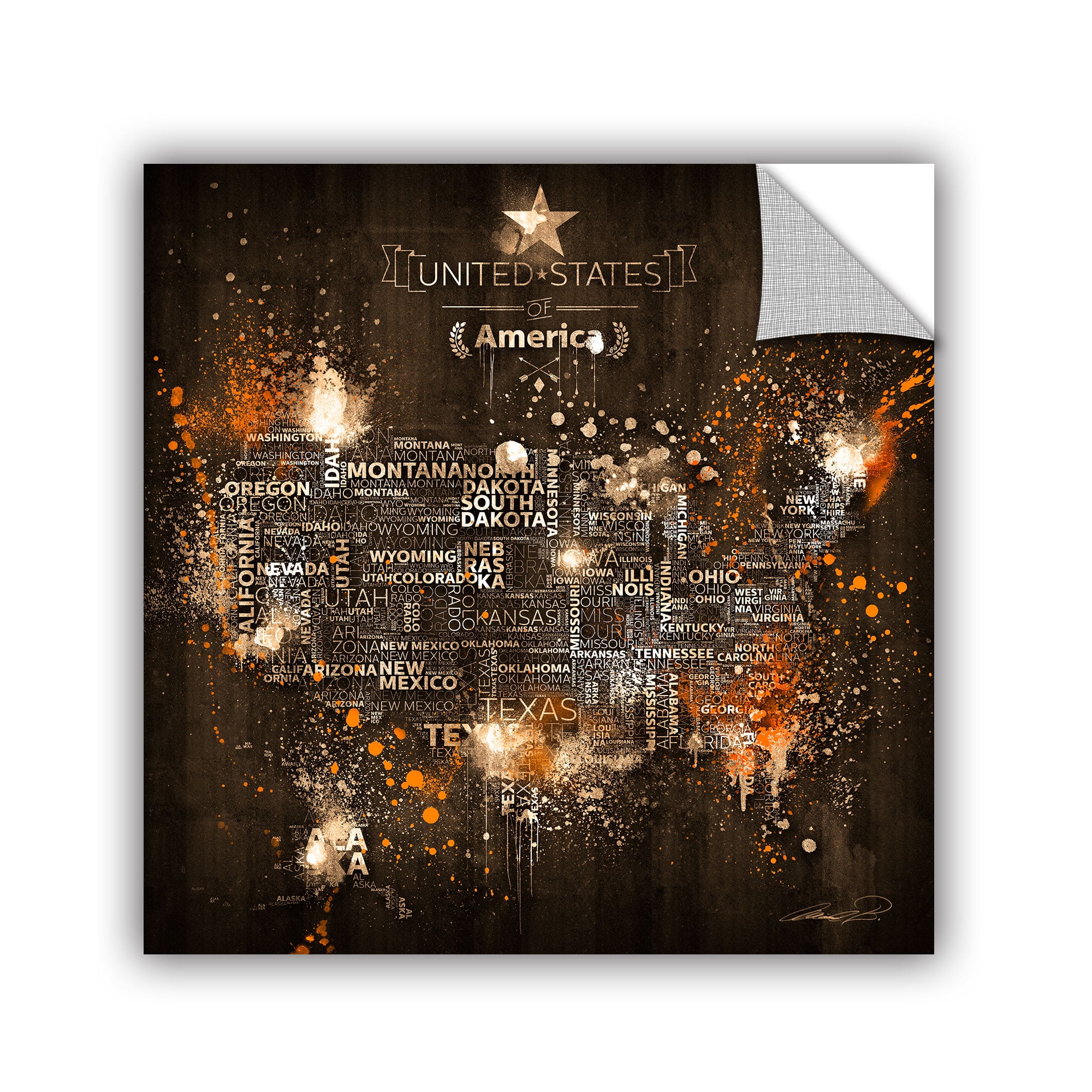 'Dark Storm: Deep Orange' Removable Wall Art Mural