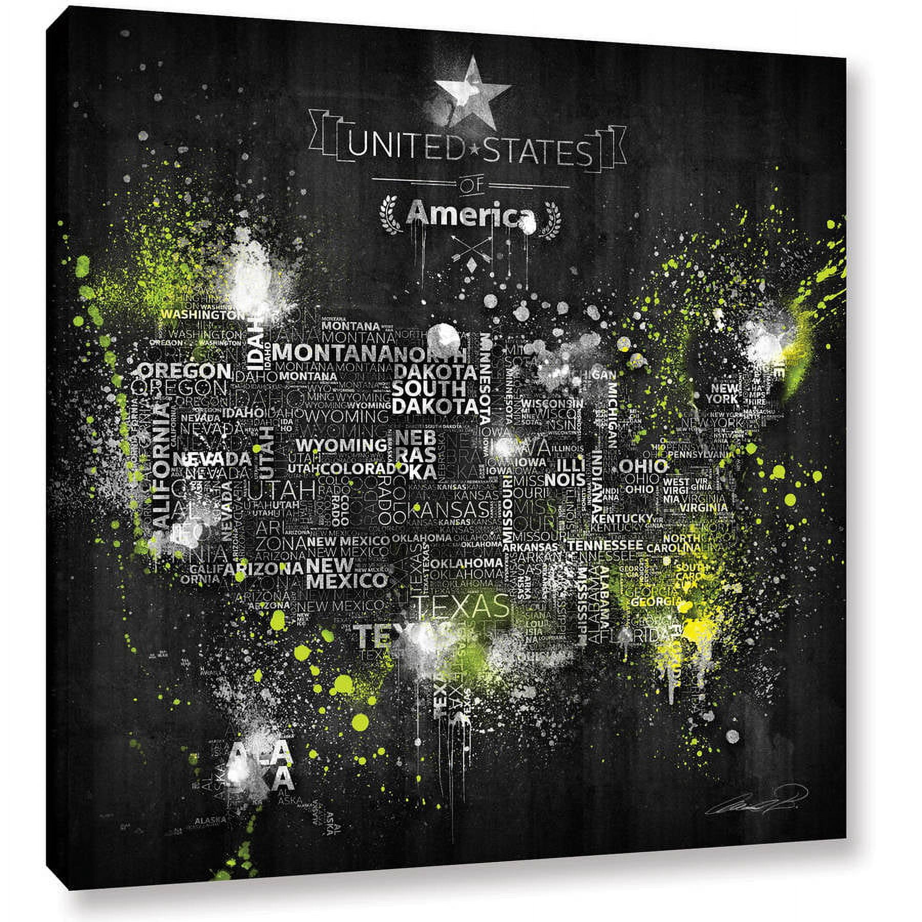 Dark Storm: Lime Green' Gallery wrapped Canvas Art Print