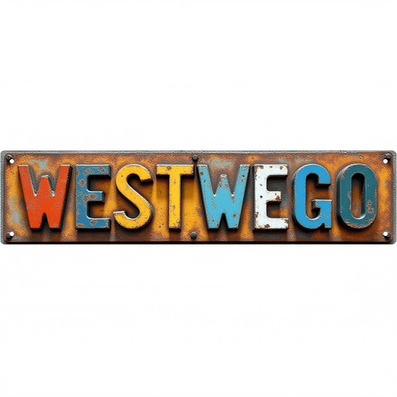 Dark Style Wall Sign 16*4 inches "WESTWEGO" for Bedroom Hall with dark room decor grunge tin signs wall plaques