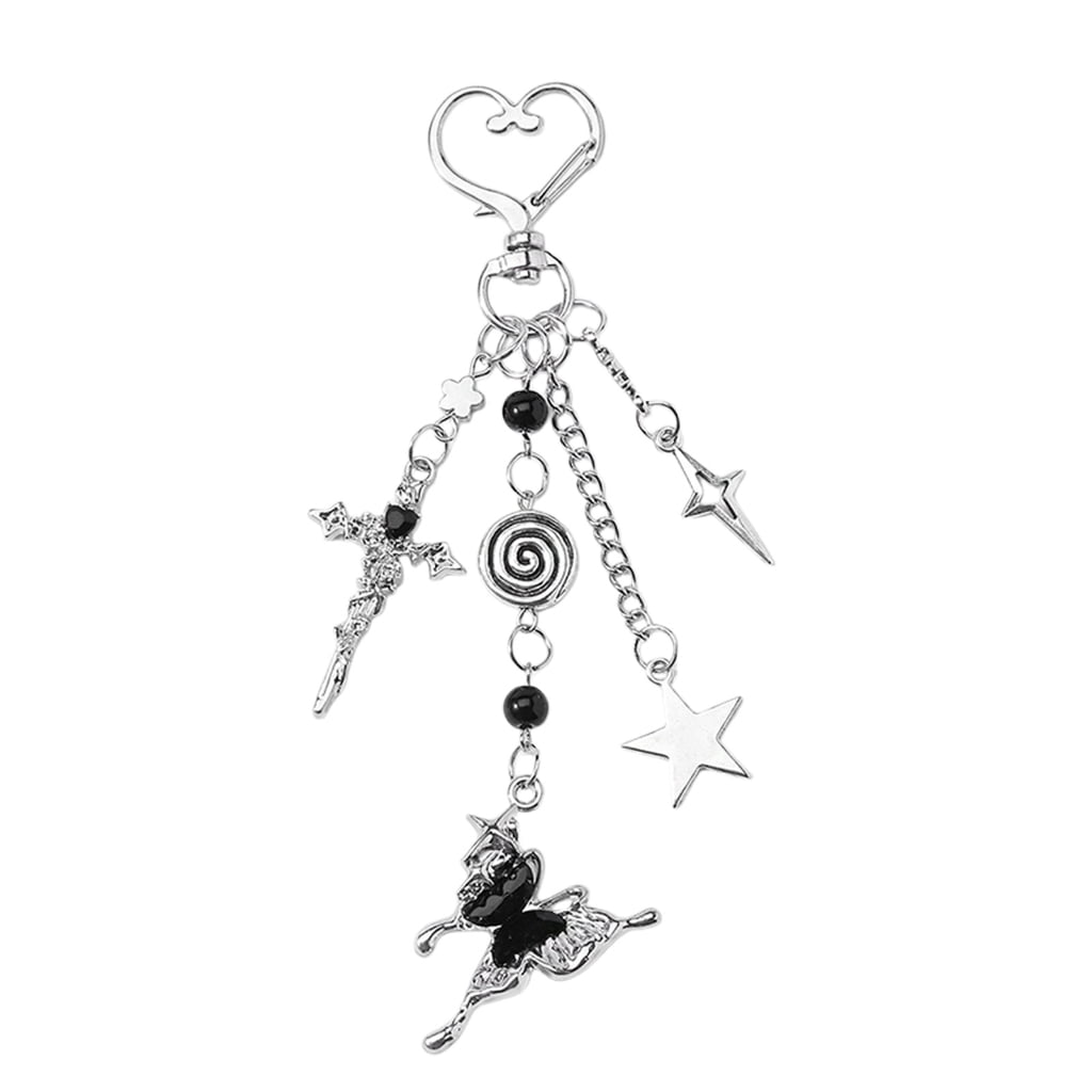 Dark Styles Alloy Keychain Featuring Cherries Charm And Sparkling ...