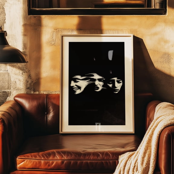 Dark Surreal Emotion Portrait Print , Black And White Wall Art , Sad Angry Happy Faces Poster , Gothic Moody Decor , Poster Print Only