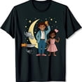 Dark TShirt with Boy in Crown & Girl with Pink Cloud Starry Design