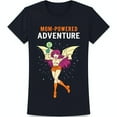 Dark TShirt with 'MOM POWERED ADVENTURE' Graphic & Anime Girl Design