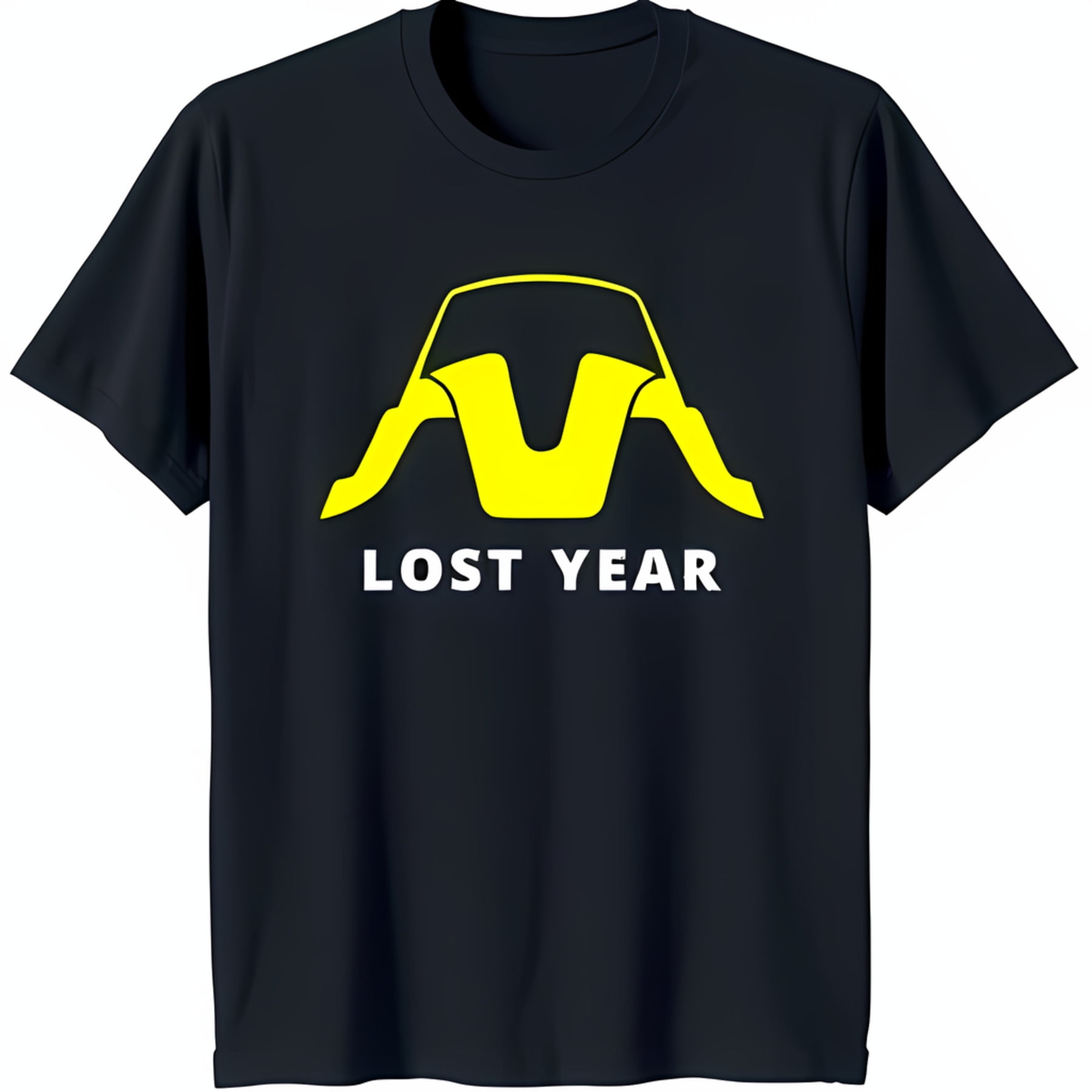 Dark TShirt with Yellow Car Crash & 'LOST YEAR' Graphic