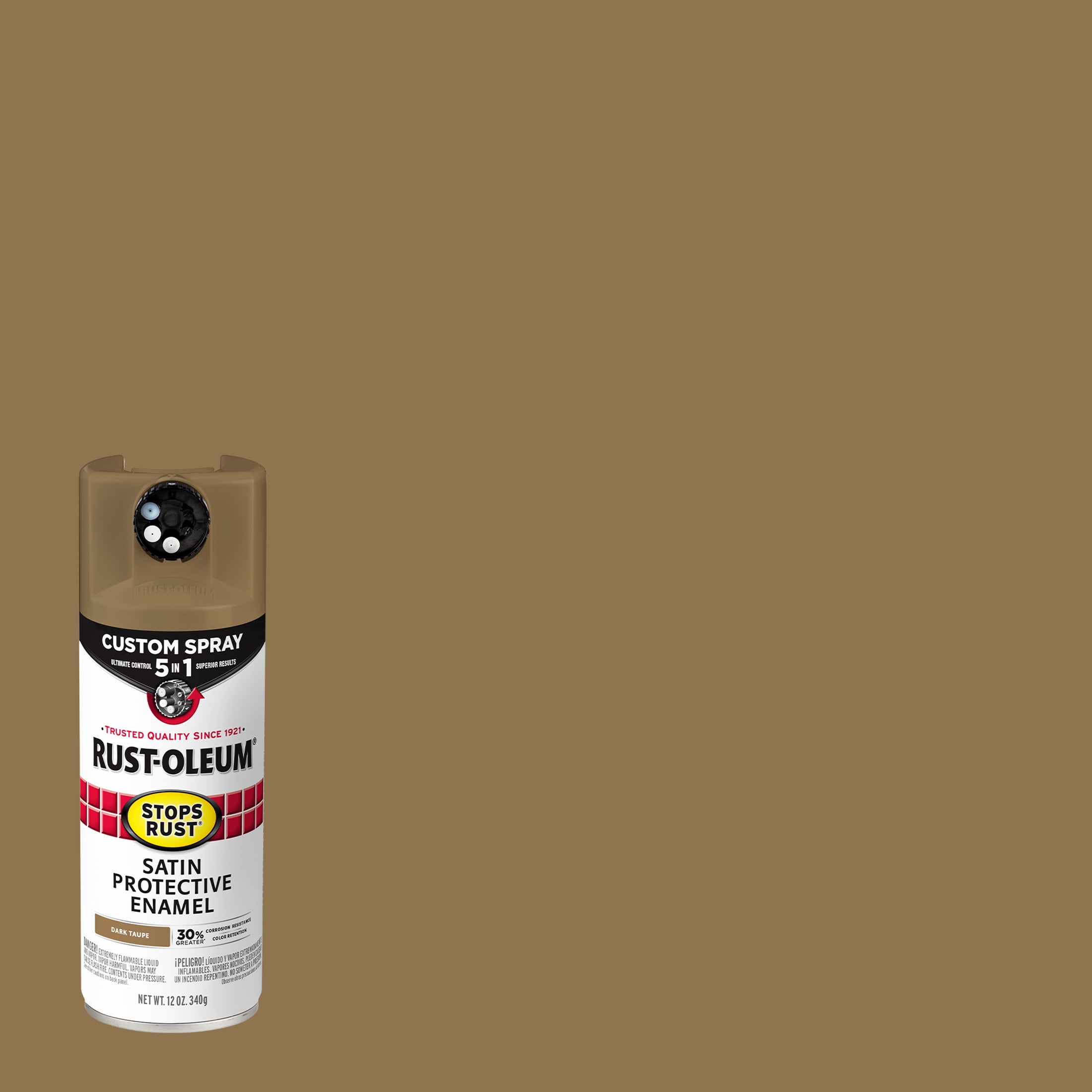 Dark Taupe, RustOleum Stops Rust Custom Spray 5 in 1 Satin Spray Paint376878, 12 oz, 6 Pack