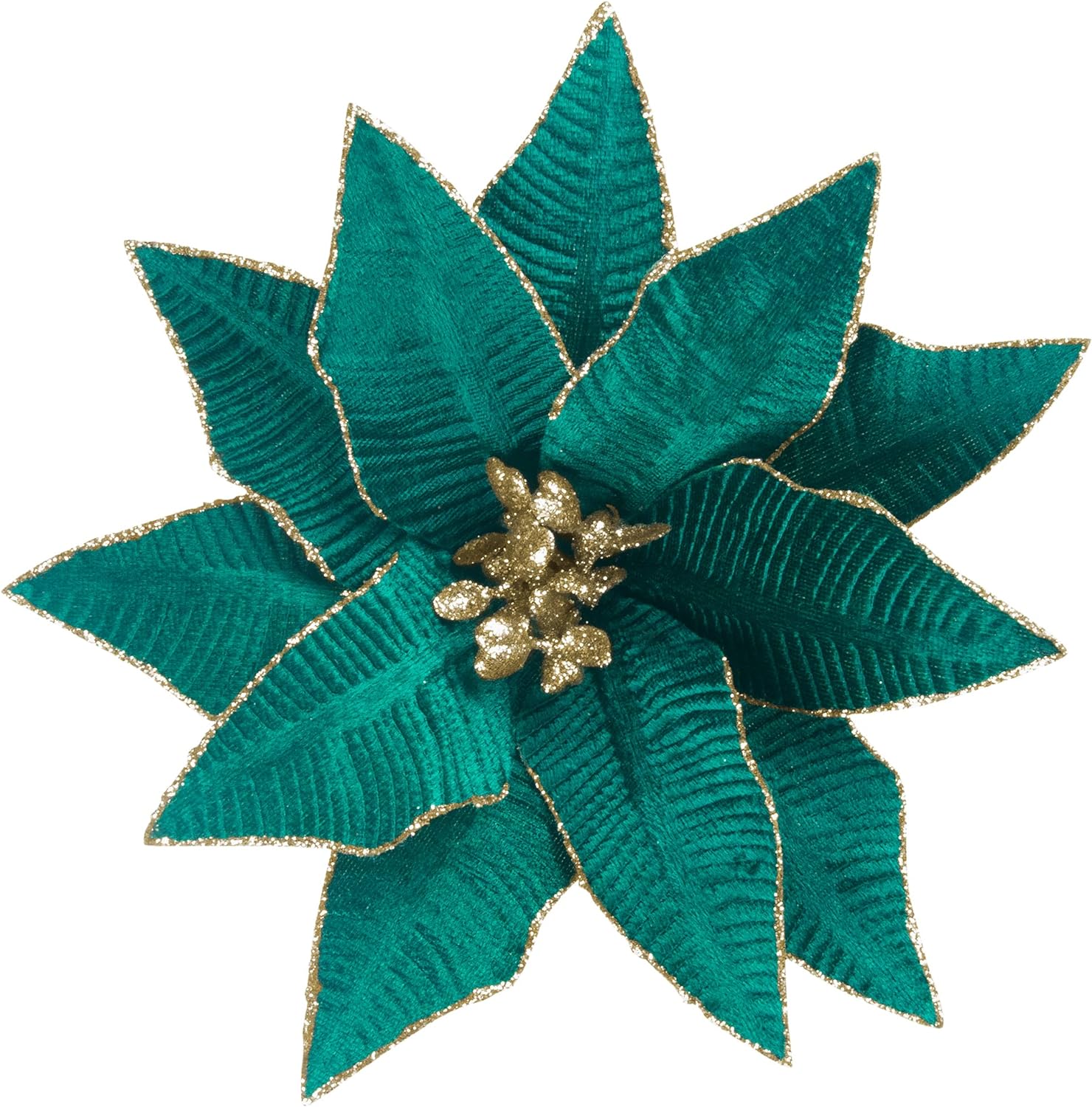 Dark Teal Christmas Poinsettia Flower 6pcs 8Inch Picks for Xmas Decor