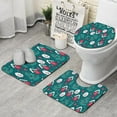 thumbnail image 1 of Dark Teal Christmas Village Pattern Bathroom Rugs Sets 3 Piece,Toilet Cover Set,Absorbent Non Slip Bathroom Mats Sets with U-Shaped Contour Rug Toilet Rug Set, 1 of 5