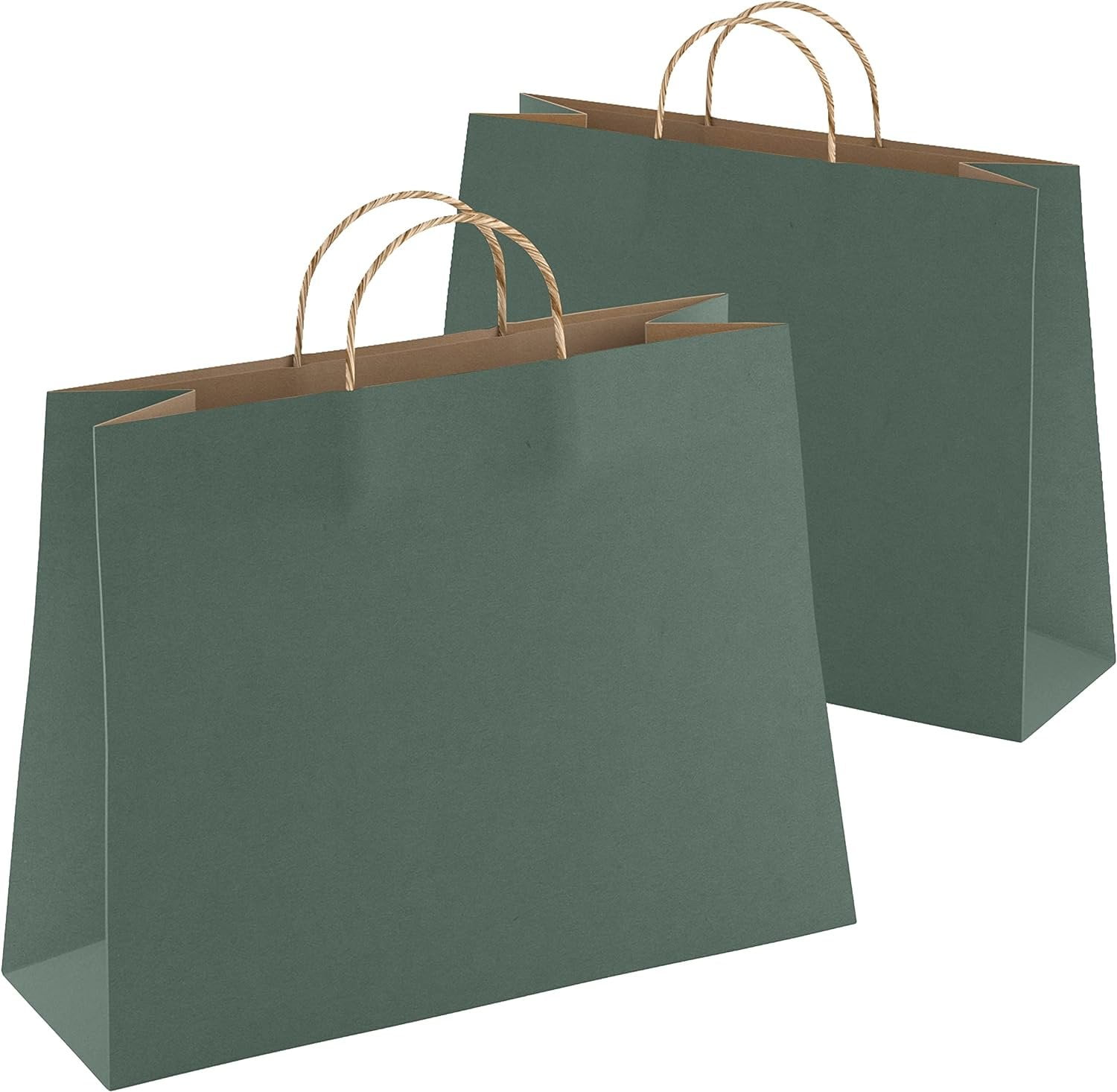 Dark Teal Kraft Paper Bags with Handles, 16 x 6 x 12 Inches. 25 Pack