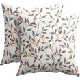 thumbnail image 1 of Dark Teal Leaf Pillow Covers 16x16 Inch Set of 2 Teal and Orange Leaves and Branch Outdoor Decorative Throw Pillows Rustic Farmhouse Pillowcases Cushion Covers for Couch Home Decor, 1 of 6