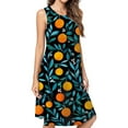 thumbnail image 1 of Dark Teal Oranges Leafy Pattern Casual Sleeveless Loose Sundress Dress For Women Summer Dress Daily Woman, 1 of 4