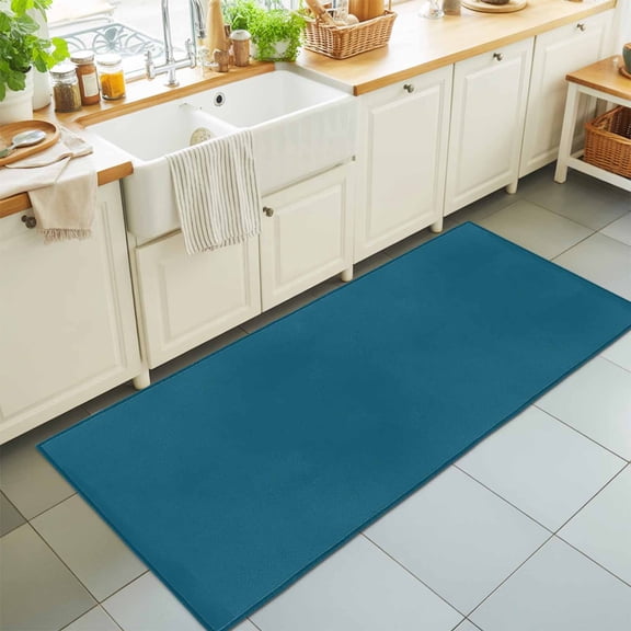 Dark Teal Rectangle Area Rug 2x6ft,Living Room Rug Non-Slip Washable Circle Rugs Pad,Solid Green Color Soft Floor Carpet for Bedroom Dining Room