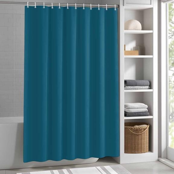 Dark Teal Shower Curtain for Bathroom, Solid Green Color Fabric Shower Curtain Set with Hooks, Waterproof Washable Bath Curtain for Bathroom Decor, 72"x72"