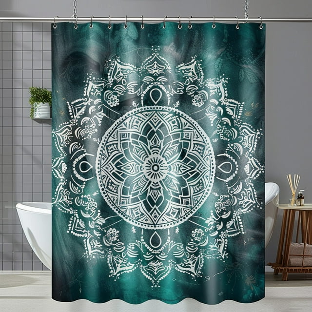 Dark Teal Shower Curtain Nature Inspired Design Ultra Realistic ...