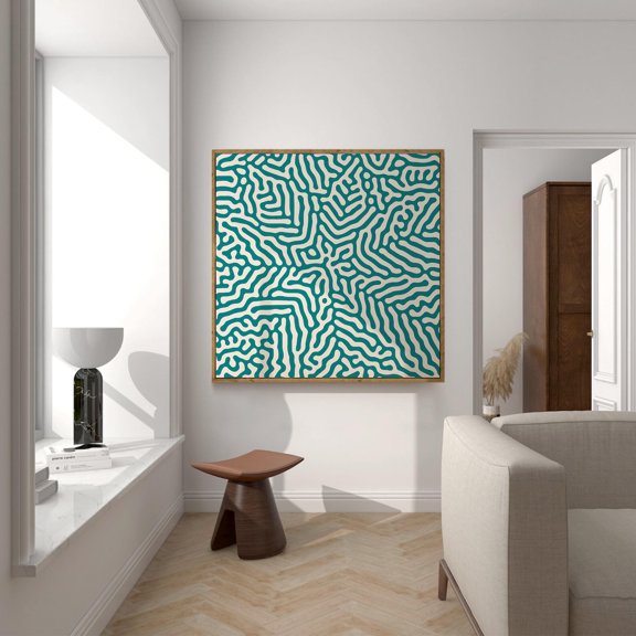 Dark Teal Square Abstract Poster Mid Century Modern Wall Art Unframed Paper Print