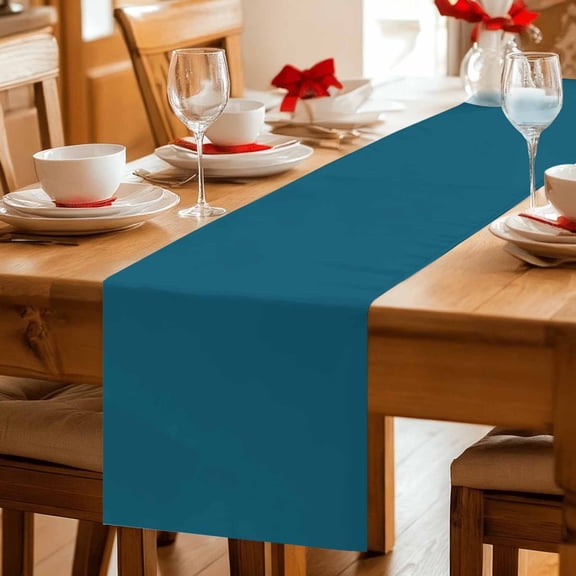 Dark Teal Table Runner 36 Inches Long,Kitchen Dining Tablerunners Solid Green Color Linen Table Runners Dresser Scarves for Home Dinner Wedding Holiday Party Decor
